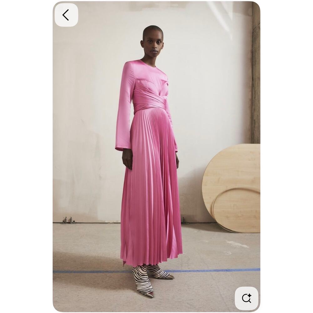 solace london tibby maxi pleated dress pink  size UK10/US6 - Picture 2 of 10